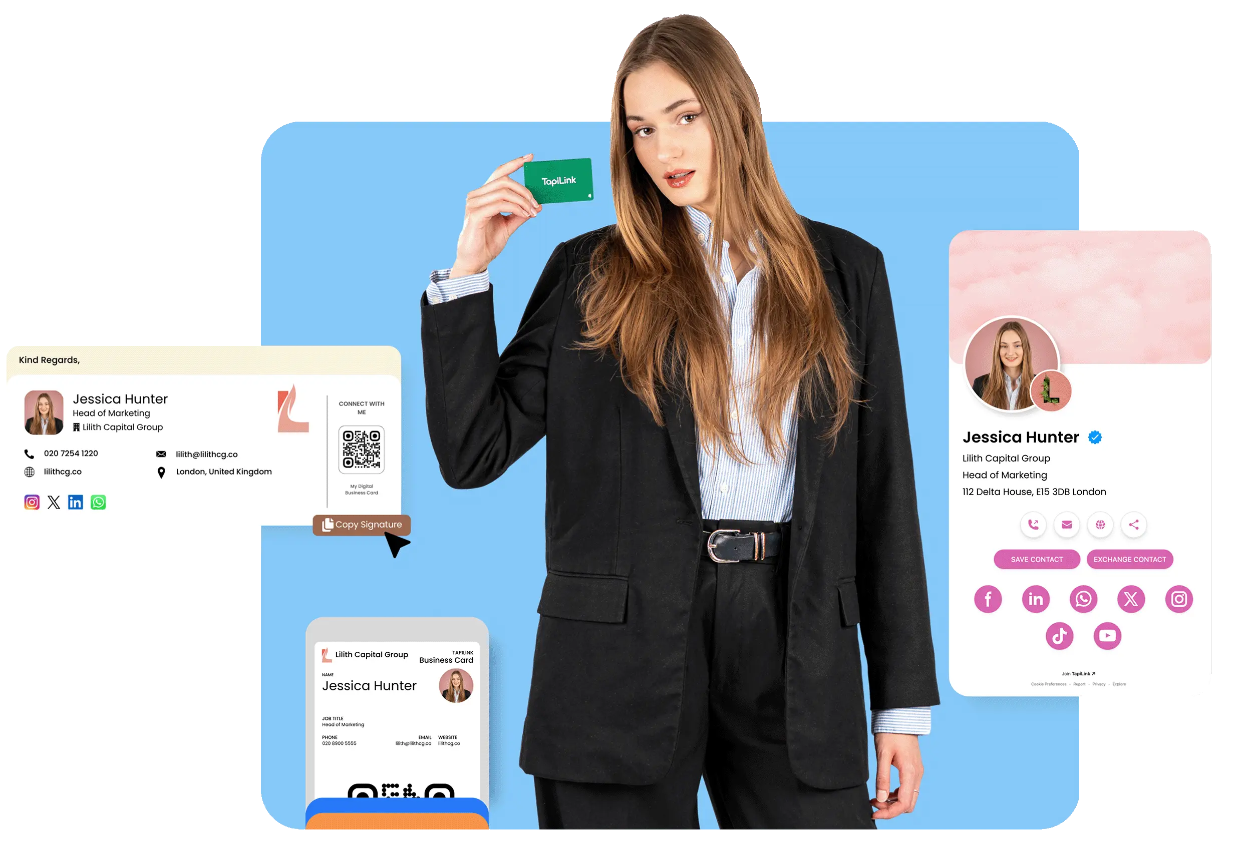 TapiLink member sharing a digital business card profile