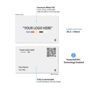 Tapilink NFC PVC White Premium Digital Business Card showcasing coazazntactless sharing technology