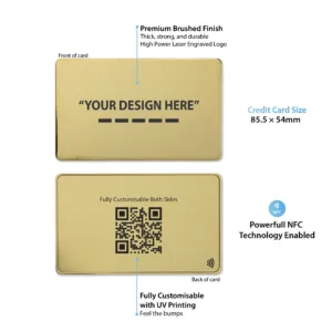 Tapilink NFC Metal 24k Gold Digital Business Cards showcasing contactless sharing technology