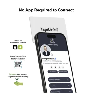 Tapilink NFC PVC White Premium Digital Business Card showcasing coazazntactless sharing technology