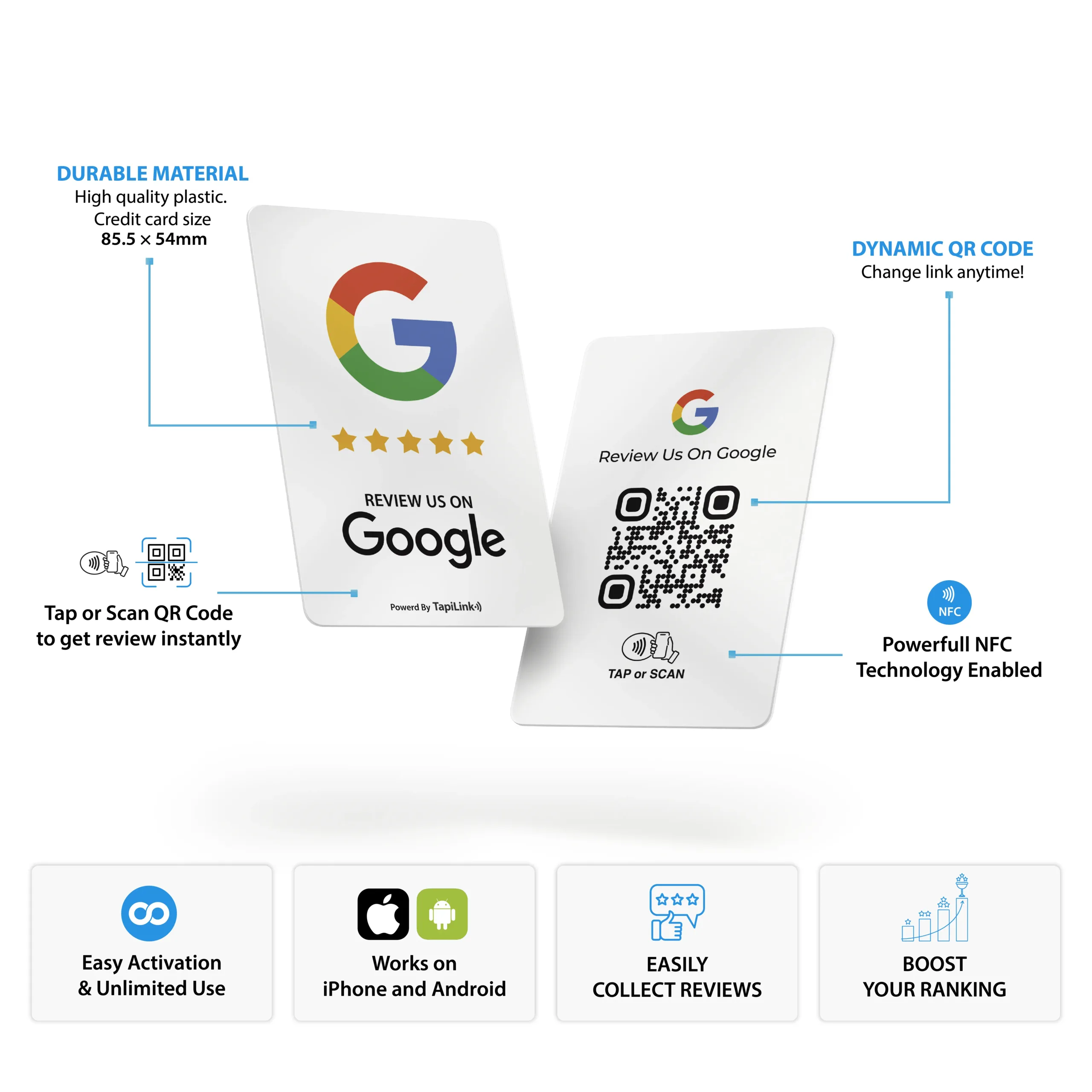 Tapilink review NFC Black Google Review Stand displaying user feedback and ratings