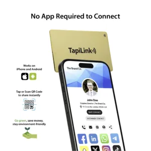 Tapilink NFC Metal 24k Gold Digital Business Cards showcasing contactless sharing technology