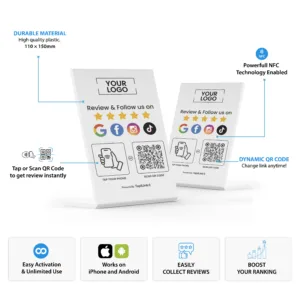 Tapilink review NFC Black Google Review Stand displaying user feedback and ratings