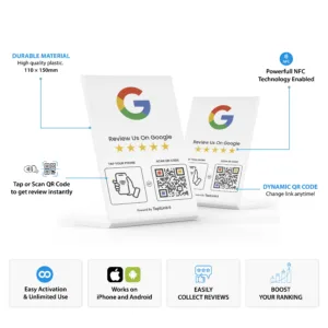 Tapilink review NFC Black Google Review Stand displaying user feedback and ratings