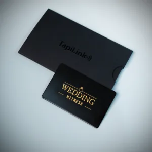 Tapilink NFC Black Metal Engraved Digital Business Cards showcasing contactless sharing technology