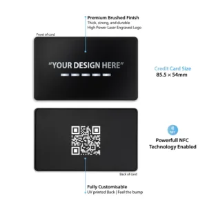 Tapilink Black Metal Engraved Digital Business Cards showcasing contactless sharing technology