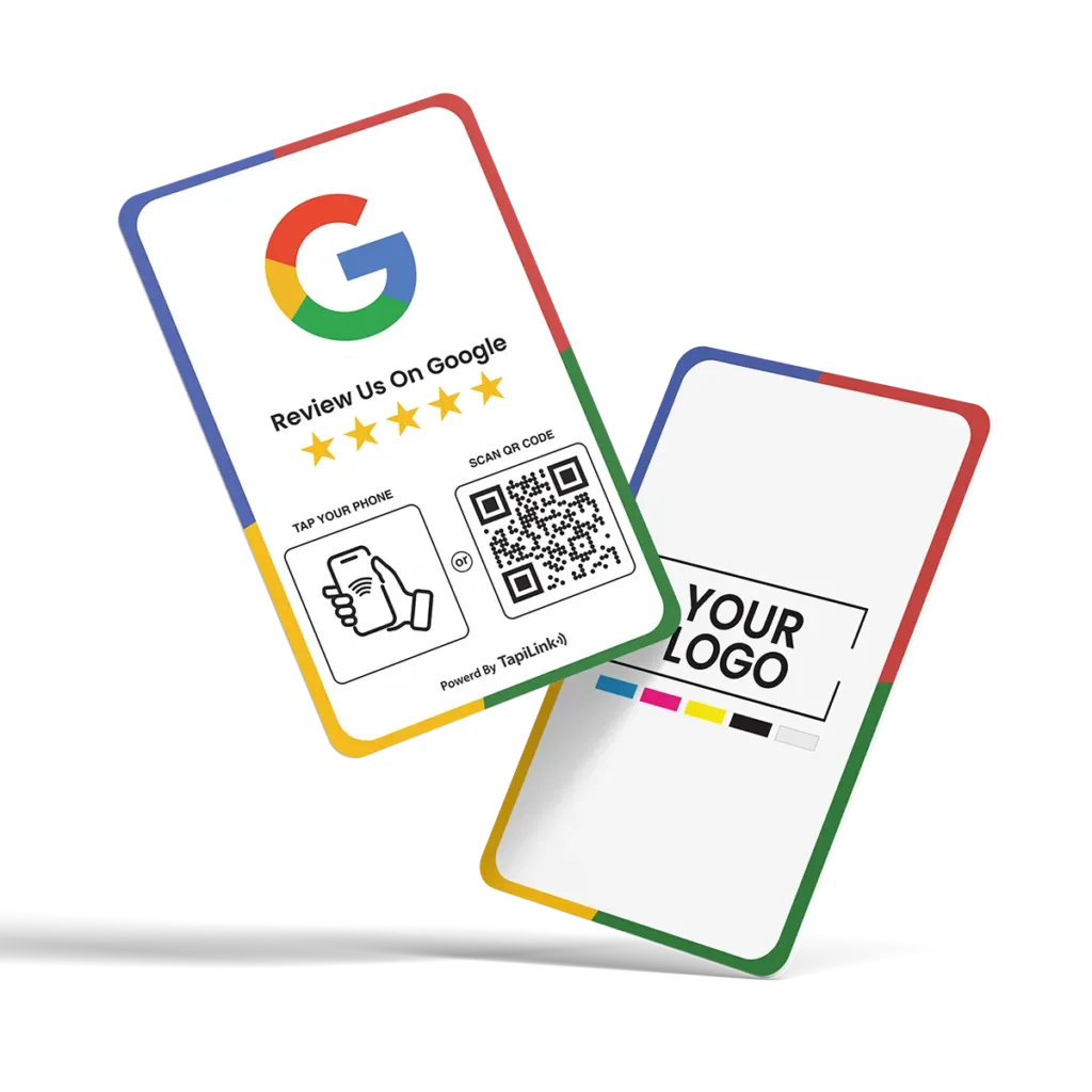 Tapilink NFC Google Review card displaying user feedback and ratings