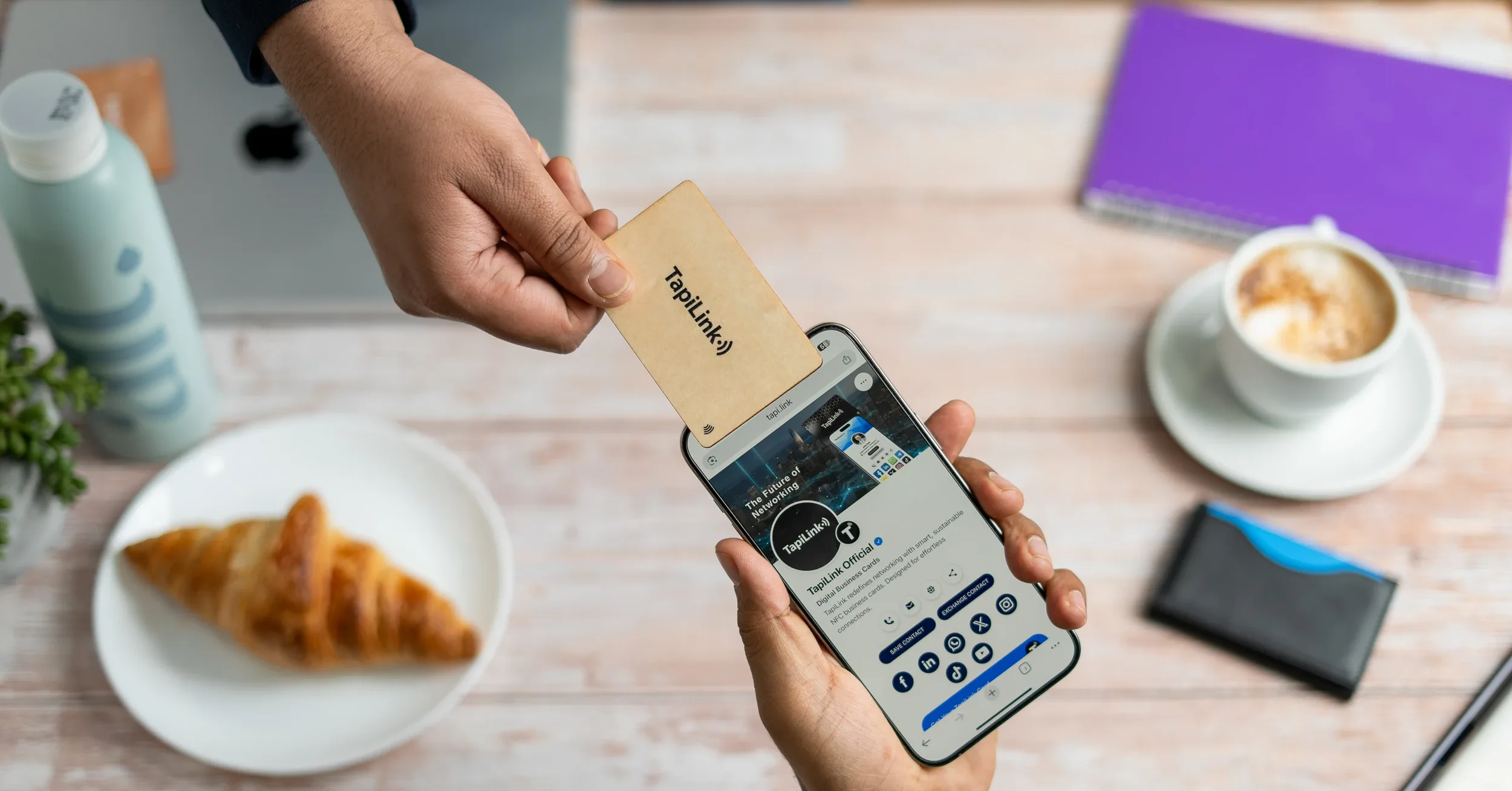 Tapilink NFC Metal Brushed Silver digital business card showcasing contactless sharing technology