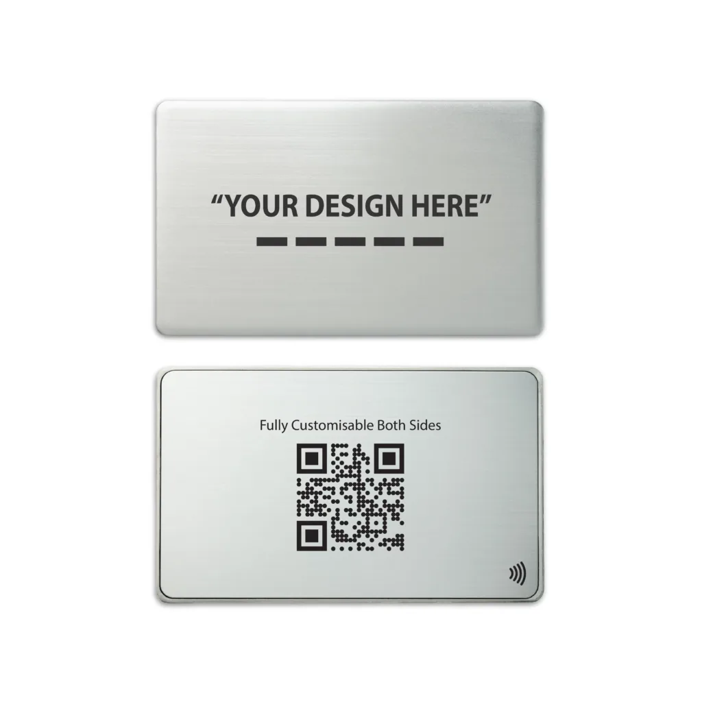 Tapilink NFC Metal Brushed Silver Digital Business Card showcasing contactless sharing technology