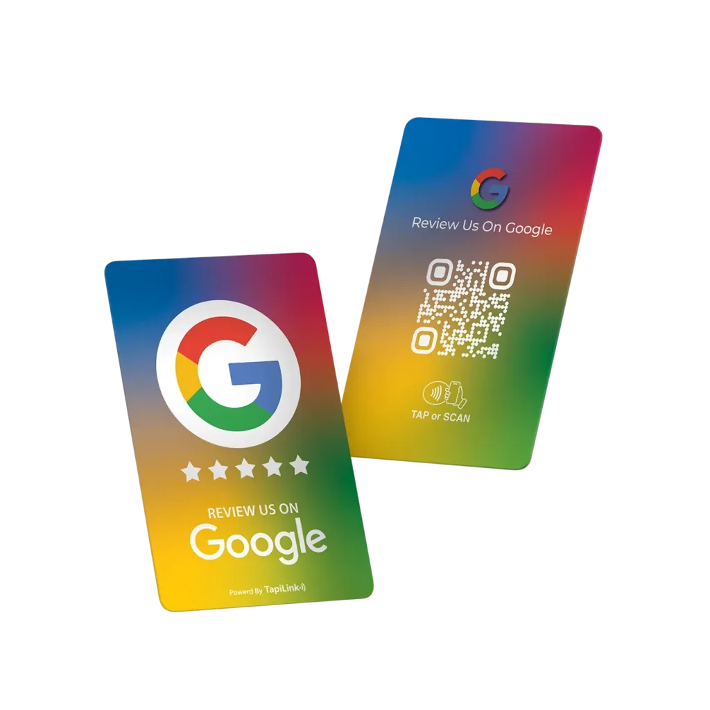 Tapilink NFC Google Review card displaying user feedback and ratings