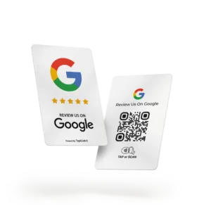 Tapilink NFC Google Review card displaying user feedback and ratings