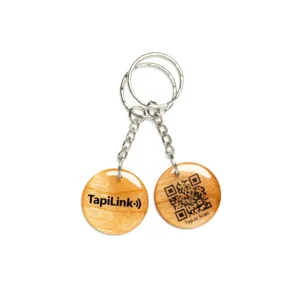 TapiLink NFC Wooden Keychain displaying user feedback and ratings
