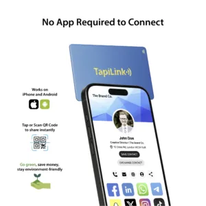 Tapilink NFC Metal Blue Digital Business Card showcasing contactless sharing technology
