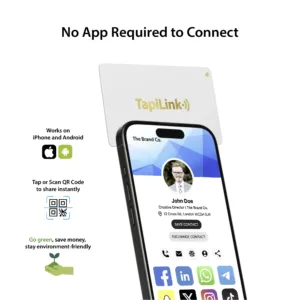 Tapilink NFC Metal White Digital Business Cards showcasing contactless sharing technology