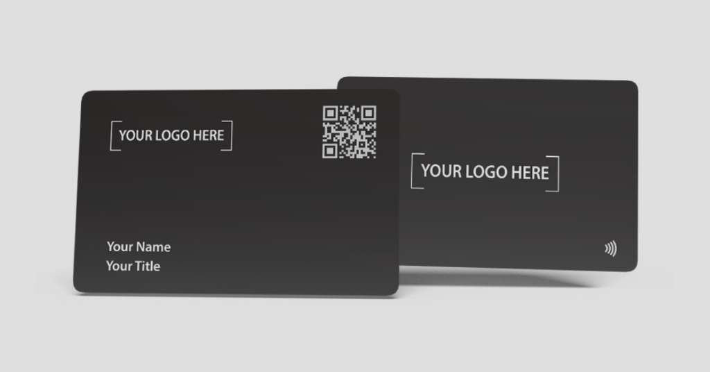 Sleek black NFC business cards with QR codes, highlighting the future of smart and contactless networking.

