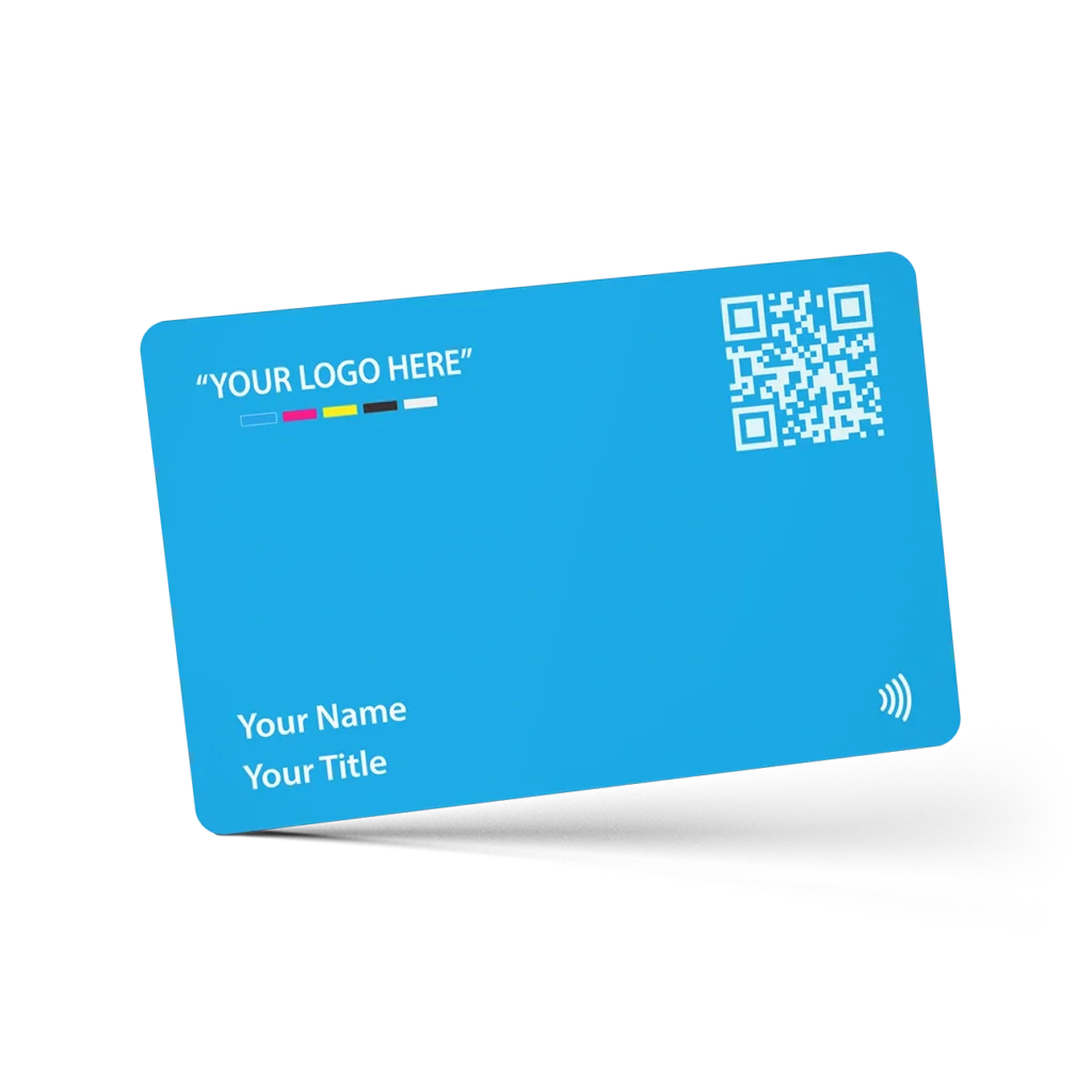 Tapilink NFC Blue PVC Digital Business Card showcasing contactless sharing technology