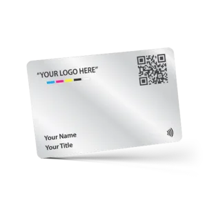 Tapilink NFC Silver PVC Digital Business Card showcasing coazazntactless sharing technology