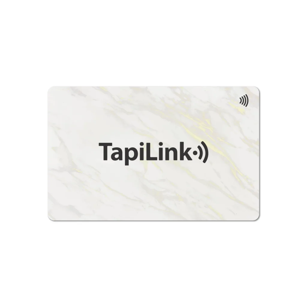 Tapilink NFC Marble Gold PVC Digital Business Card showcasing coazazntactless sharing technology