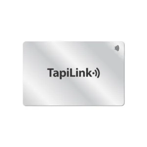 Tapilink NFC Silver PVC Digital Business Card showcasing coazazntactless sharing technology