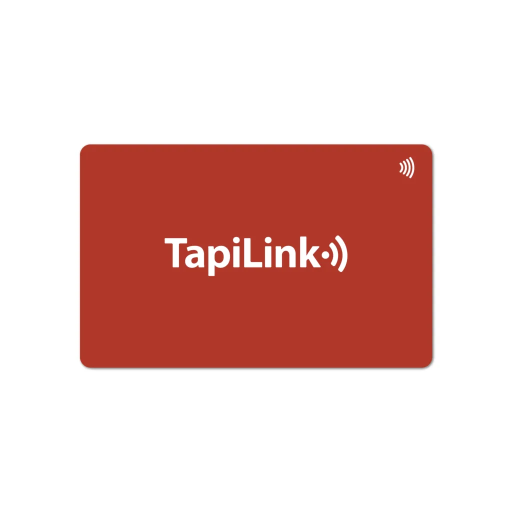 Tapilink NFC Red PVC Digital Business Card showcasing coazazntactless sharing technology