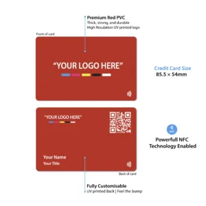 Tapilink NFC Red PVC Digital Business Card showcasing coazazntactless sharing technology