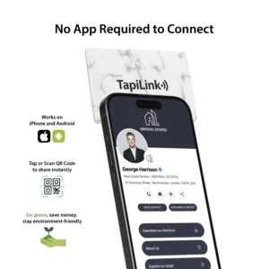 Tapilink NFC Black Marble PVC Digital Business Card showcasing contactless sharing technology