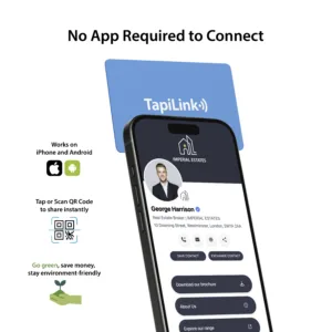 Tapilink NFC Blue PVC Digital Business Card showcasing contactless sharing technology