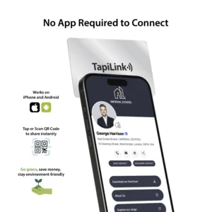 Tapilink NFC Silver PVC Digital Business Card showcasing coazazntactless sharing technology