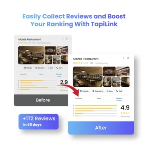 Tapilink Acrylic Review Plate displaying user feedback and ratings