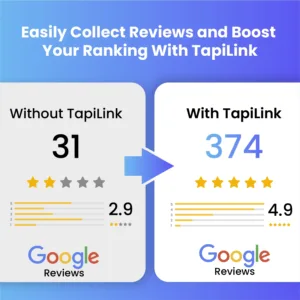 Tapilink Acrylic Review Plate displaying user feedback and ratings