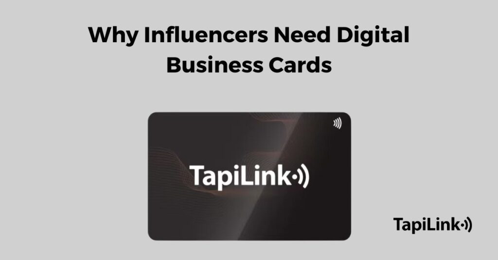 TapiLink digital business card image with bold title highlighting influencer branding benefits.