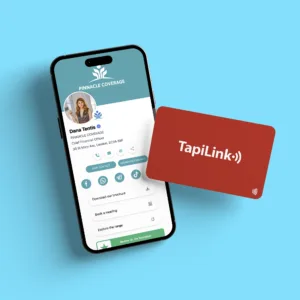 Tapilink NFC Red PVC Digital Business Card showcasing coazazntactless sharing technology