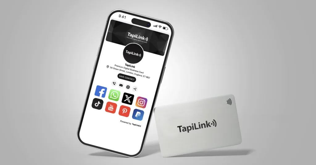Tapilink NFC digital business card showcasing contactless sharing technology