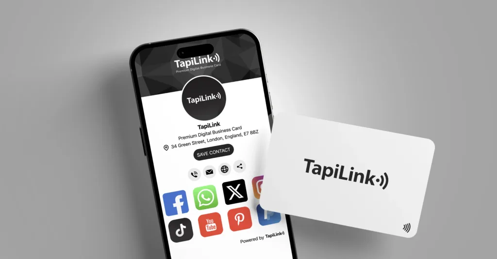 Tapilink NFC digital business card showcasing contactless sharing technology